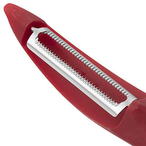 Victorinox Universal Peeler - Stainless Steel Serrated Edge Kitchen Tool for Home & Professional Use, Red, Swiss Made - Home Decor Lo