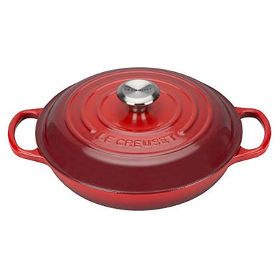 LE CREUSET Signature Cerise Cast Iron Shallow Casserole, 26 cm - Home Decor Lo