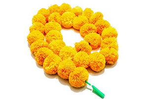 Eurohaus Artificial Genda Phool Marigold Fluffy Flower Garlands for Decoration Yellow Color - Home Decor Lo