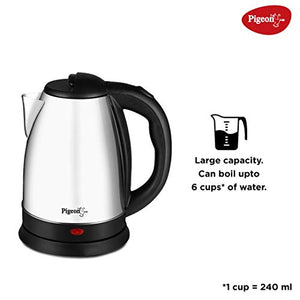 Pigeon by Stovekraft Amaze Plus Kettle with Stainless Steel Body, 1.8 litres boiler for Water, instant noodles, soup etc. - Home Decor Lo