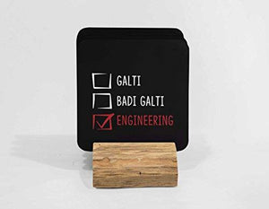 iKraft® Wooden Coasters Coffee Mug Tea Cup Coaster Galti Se Mistake Engineering Mistake Printed Cup Mat Home Drink Placemat Tableware Square Wood Coasters Pack of 04 - Home Decor Lo