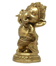 Load image into Gallery viewer, ShalinIndia Religious Home Decor Cross Leg Dancing Baby Ganesha Brass Statue , 5x3.5x2.5-inches, 925 g (Golden) - Home Decor Lo