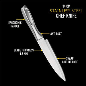 ROSTON Kitchen Knife Chopper Knife Chef's Knife Stainless Steel for Chopping Vegetables and Cutting Fruits (14 cm Blade) - Home Decor Lo