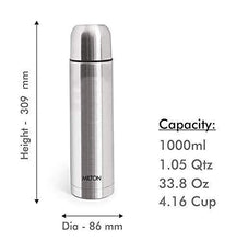 Load image into Gallery viewer, Milton Plain Lid 1000 Thermosteel 24 Hours Hot and Cold Water Bottle, 1000 ml, Silver - Home Decor Lo