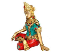 Load image into Gallery viewer, Aone India Sitting God Indra Dev Brass Statue Height-5.75&quot; X Width 5.75&quot; | Home Decor - Home Decor Lo