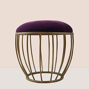 Nestroots Bar Stool | FootStools for Living Room Upholstered with Cushion Metallic Legs for Added Stability(Dark Purple) - Home Decor Lo