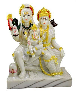 BANSIGOODS Lord Shiv Parivar Idol Shiv Parwati God Shiva Family Handicraft Decorative Statue Spiritual Showpiece Figurine Decorative Showpiece - 8 inches - Home Decor Lo