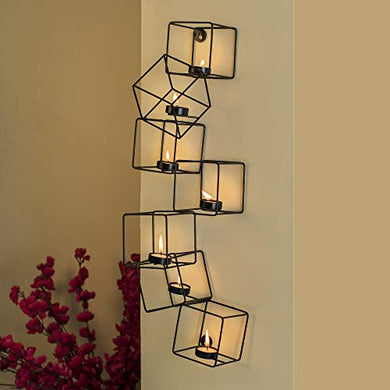 Homesake Metal Wall Sconce Cubic Votive Tealight Candle Holder with Scented Candles