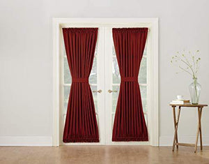 Sun Zero Barrow Energy Efficient Door Panel Curtain with Tie Back, 54" x 72", Brick Red - Home Decor Lo