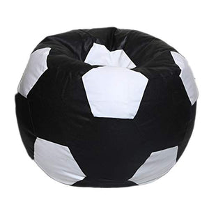 Maruti Fun Bags Leather Football Shape Bean Bag Cover without Beans (Black and White, XXL) - Home Decor Lo