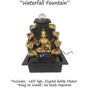 Wonderland Lakshmi Tabletop Waterfall Desktop Electric Water Fountain Decor with LED - Indoor Outdoor Portable Tabletop Decorative Zen Meditation Waterfall Kit(Includes Submersible Pump) - Home Decor Lo
