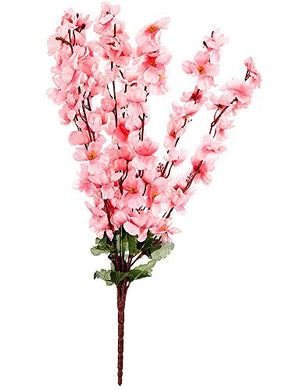 Fourwalls Artificial Peach Blossom Flower Bunch (60 cm tall 9 Branches, Red) - Home Decor Lo