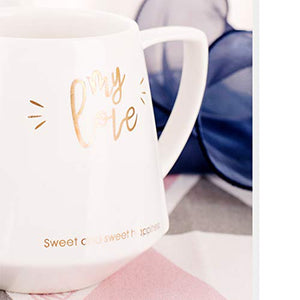 BonZeal 3D Ceramic Printed My Love Coffee Mug with Crown Lid Coffee Tea Mug 350 ml - Home Decor Lo