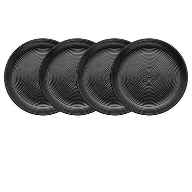 Sunshine Crafts Kudoz Enterprises Ceramic Stoneware Handcrafted Ribbed Black Matt 11-Inches Large Dinner DiningÂ Plates Platter(Set of 4) - Home Decor Lo