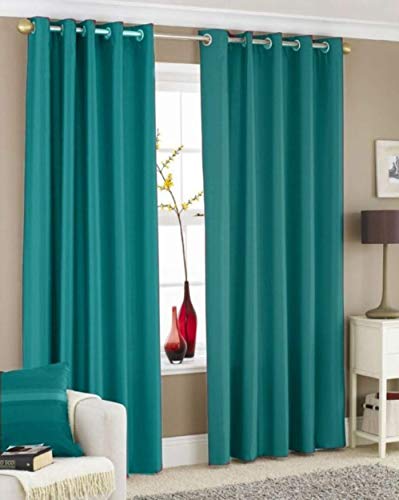 Galaxy Home Decor Solid Plain Curtains For Door 7 Feet Pack Of 2 Aqu Lo