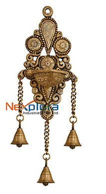 Nexplora Industries Pvt. Ltd. Brass Wall Hanging Diya | Deepak in Glossy Antique Finish | Puja Item | Fengshui Gift - Home Decor Lo