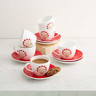 Home Centre Mandarin Printed Cup and Saucer - Set of 12 - Home Decor Lo