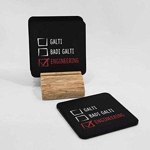 iKraft® Wooden Coasters Coffee Mug Tea Cup Coaster Galti Se Mistake Engineering Mistake Printed Cup Mat Home Drink Placemat Tableware Square Wood Coasters Pack of 04 - Home Decor Lo