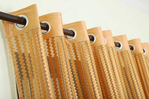 Exporthub 2 Piece Fancy Sparkling Sheer Strip Net Curtains - Door - 7 Ft, Golden - Home Decor Lo