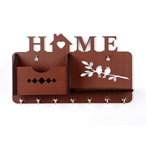 Sehaz Artworks Home Side Shelf Brown KeyHolder Wooden Key Holder (7 Hooks) - Home Decor Lo