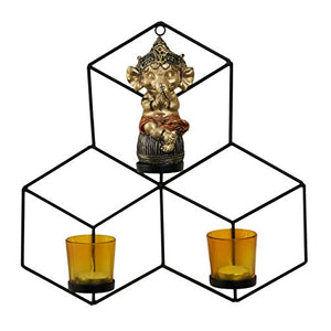 TIED RIBBONS Wall Hanging Tealight Candle Holder with Glass Votives and and Decoratives Figurine for Home Décor - Wall Sconce for Diwali Decoration Item - Home Decor Lo