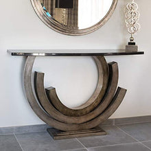Load image into Gallery viewer, Venetian Image Wooden Antique Finish Curved Designed Mirror Console Table