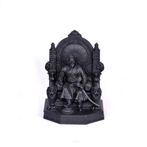 Rachana Creation Polyurethane Chhatrapati Shivaji Maharaj Small Statue for car Dashboard and Desktop (Black mat) - Home Decor Lo