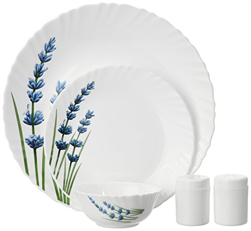 La Opala English Lavender Dinner Set, 20-Pieces, White/Blue/Green - Home Decor Lo