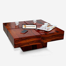 Load image into Gallery viewer, KendalWood Furniture Sheesham Wood Pre Assemble Plus Cut Square Coffee Table for Living Room | Wooden Center Table - Teak Finish - Home Decor Lo
