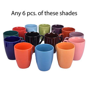 Anwaliya Edesia Series Ceramic Coffee Mugs - 6 Pieces, Glossy Multi Colour, 250 ML - Home Decor Lo