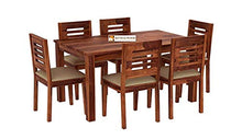 Load image into Gallery viewer, Hariom Handicraft KendalWood Furniture Sheesham Wood Natural Brown Finish 6 Seater Dining Table Set with Chairs and Cushion - Home Decor Lo