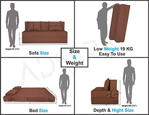 Adorn India Easy Three Seater Sofa Cum Bed Alyn 6'x 6' (Brown) - Home Decor Lo