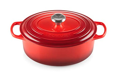 LE CREUSET Signature Cerise Cast Iron Oval Casserole, 27 cm - Home Decor Lo