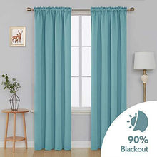 Load image into Gallery viewer, Deconovo Solid Color Light Blocking Curtains Rod Pocket Panels Thermal Insulated Blackout Curtains for Dining Room （7 Feet-Door） 52W x 84L Inch Smoke Blue 2 Panels - Home Decor Lo