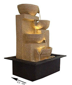 eCraftIndia Charging Bull Brass Figurine (12 cm X 5 cm X 5, Brown) & Decorative Polystone Water Fountain (42 cm X 23 cm X 31 cm, Brown, Wfgw9834) Combo - Home Decor Lo