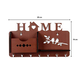 Sehaz Artworks Home Side Shelf Brown KeyHolder Wooden Key Holder (7 Hooks) - Home Decor Lo