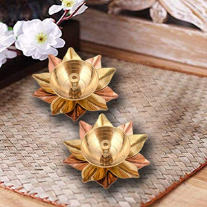 Collectible India Set of 8 Brass Small Lotus Shape Kamal Diya Oil Lamp for Home Temple Puja Articles Decor Gifts (8 Pcs) - Home Decor Lo