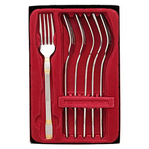 HomeStop FNS Celebration Embossed Dinner Fork Set of 6 (Silver_Free Size) - Home Decor Lo