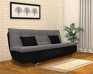 adorn india aspen three seater sofa cum bed (medium grey & black) - Home Decor Lo
