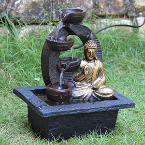 Puja N Pujari Polyresin Water Fountain (24 x 17 x 14 cm, Black) - Home Decor Lo