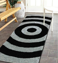 Load image into Gallery viewer, The Home Talk Modern Microfibre Polyester Shaggy Bedside Runner, Soft Rug for Bedroom Living Room Kitchen- 50x150 cm (Black Silver) - Home Decor Lo