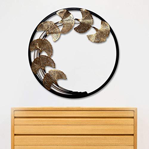Craftter Copper Leaves in Round Frame Metal Wall Art, Decorative Wall Sculpture Handing Home Décor - Home Decor Lo