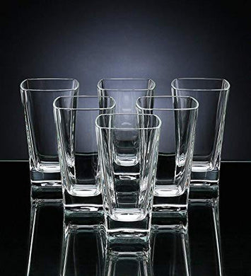 Finster Crystal Cut Water Glasses - 300 ml Set of 6 Transparent Long G -  Home Decor Lo