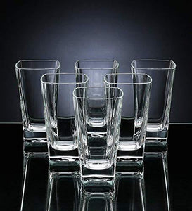 KELVEE Crystal Clear Glass Elegant Drinking Cups for Water Wine Juice Beer Cocktails and Mixed Drinks Heavy Duty Square Bottom for Bars Restaurants,Kitchen,Home 310-ML (Set of 6) - Home Decor Lo