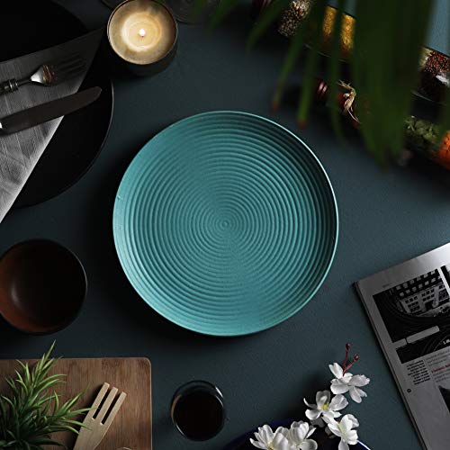 Tatvam Homes Handmade Organza Organic Ceramic Full Dinner Plates (10 inches, Set of 4) - Home Decor Lo