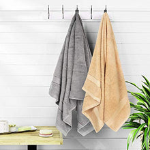 Load image into Gallery viewer, Cloth Fusion Brookwella 500 GSM Premium Super Absorbent Cotton Bath Towel Set of 2 Pcs- (70x140 cm, Grey &amp; Beige) - Home Decor Lo