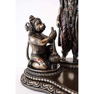 AONA Ram Laxman Sita with Hanuman Rama Darbar Poly Resin Sculpture, Height 8 Inches, Bronze