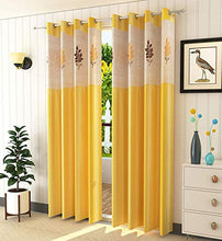 Load image into Gallery viewer, Galaxy Home Decor Floral Net Polyester 7 ft Door Curtains (Yellow) - Pack of 2 - Home Decor Lo