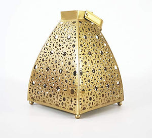 MORii - Festive Moroccan Lantern | Antique Gold Finish | Best Diwali Gift (Gold, Large) - Home Decor Lo