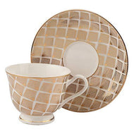Pearl Engage Fine Tableware Bone China Tea Cups and Saucer Set of 12 Pieces for Home/Office - Home Decor Lo